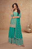 Teal Green Designer Embroidered Wedding Sharara Suit-Saira's Boutique