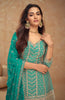 Teal Green Designer Embroidered Wedding Sharara Suit-Saira's Boutique