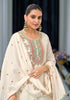 White Designer Embroidered Chinon Silk Party Wear Palazzo Suit-Saira's Boutique