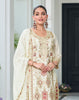 White Designer Embroidered Chinon Silk Wedding Palazzo Suit-Saira's Boutique