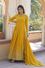 Yellow Designer Embroidered Faux Georgette Wedding Anarkali Suit-Saira's Boutique