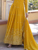Yellow Designer Embroidered Faux Georgette Wedding Anarkali Suit-Saira's Boutique