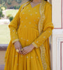 Yellow Designer Embroidered Faux Georgette Wedding Anarkali Suit-Saira's Boutique