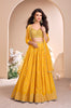 Yellow Designer Embroidered Jacquard Silk Wedding Lehenga-Saira's Boutique