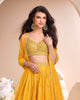 Yellow Designer Embroidered Jacquard Silk Wedding Lehenga-Saira's Boutique