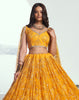 Yellow Designer Embroidered Net Wedding Lehenga-Saira's Boutique