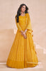 Yellow Designer Embroidered Pure Georgette Party Wear Gown-Saira's Boutique