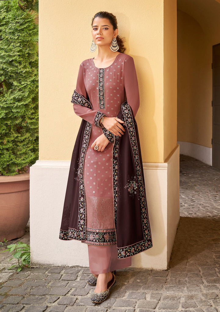 Shop Pink Georgette Straight Pant Suit Party Wear Online at Best Price