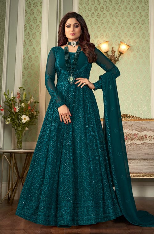 Sky Blue Anarkali Suit In Georgette Silk With Embroidery Work – ReplicaVilla