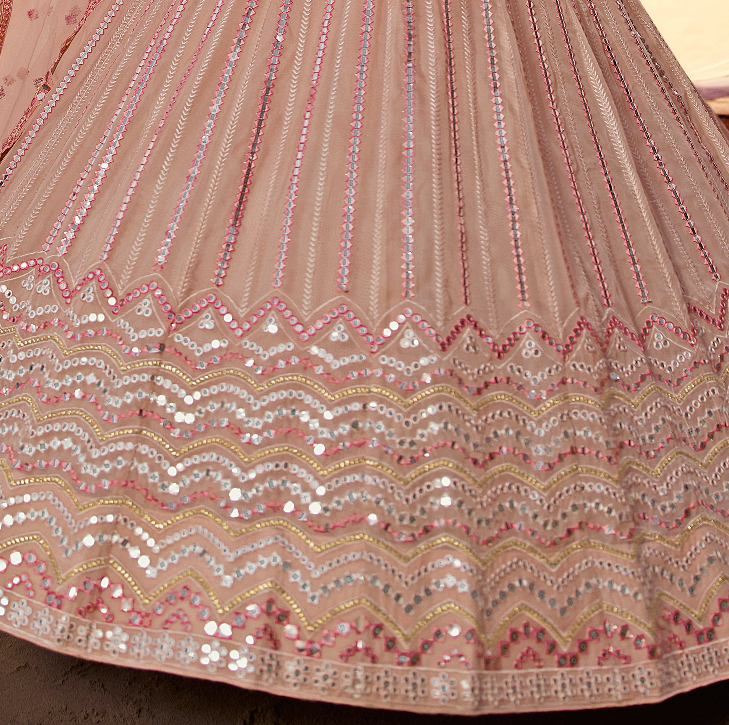 Dusty Pink Designer Heavy Embroidered Wedding And Bridal Lehenga Sairas Boutique 