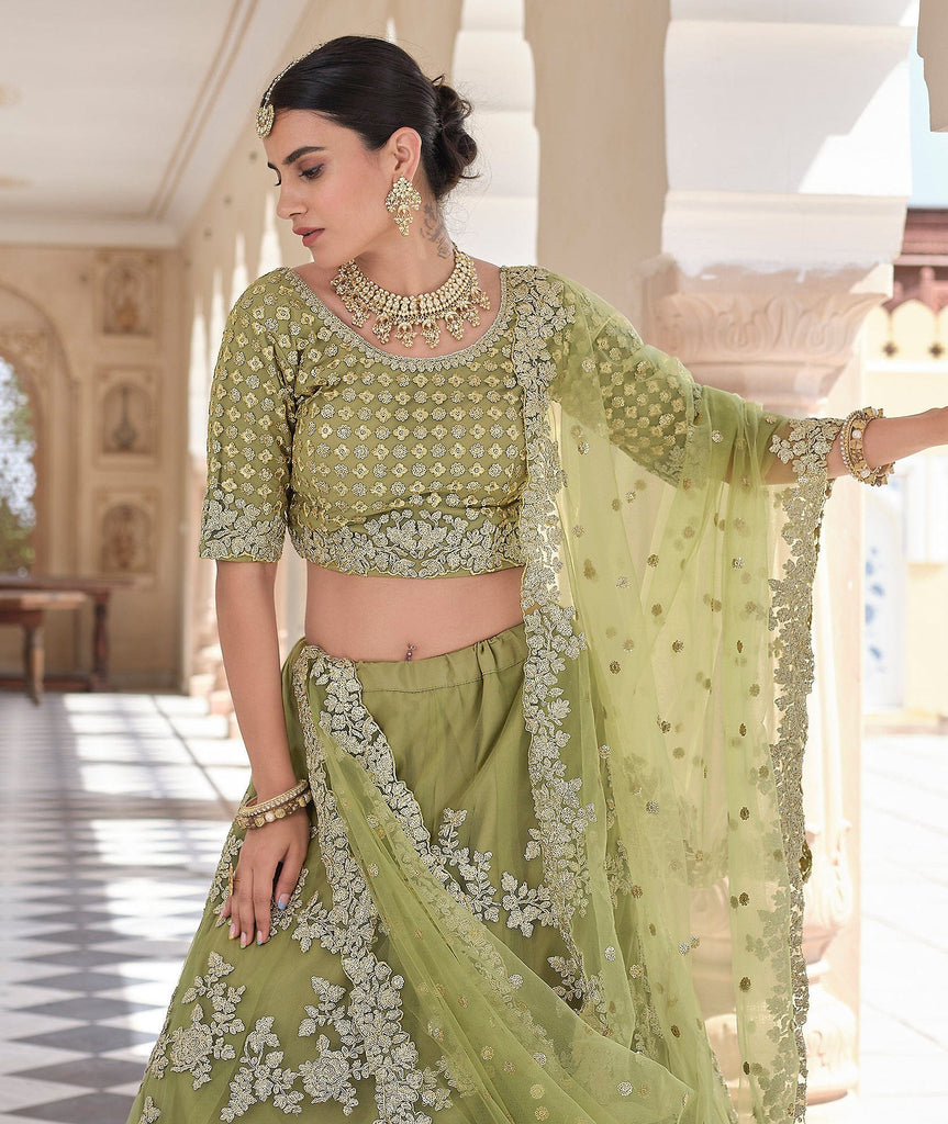 Green Lehenga & Blouse With Embroidered Dupatta | Bhumika Sharma – KYNAH