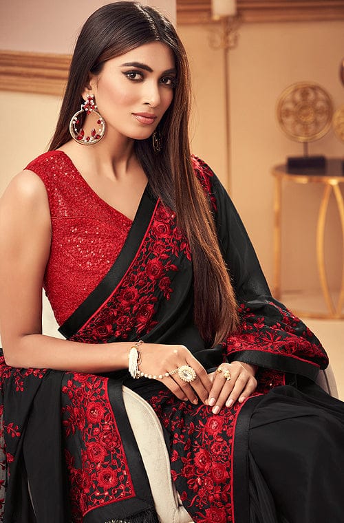 Border Party Wear 10310-Designer red saree with blouse at Rs 1742 in Surat