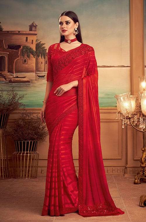 Buy Red Sarees for Women by SERONA FABRICS Online | Ajio.com